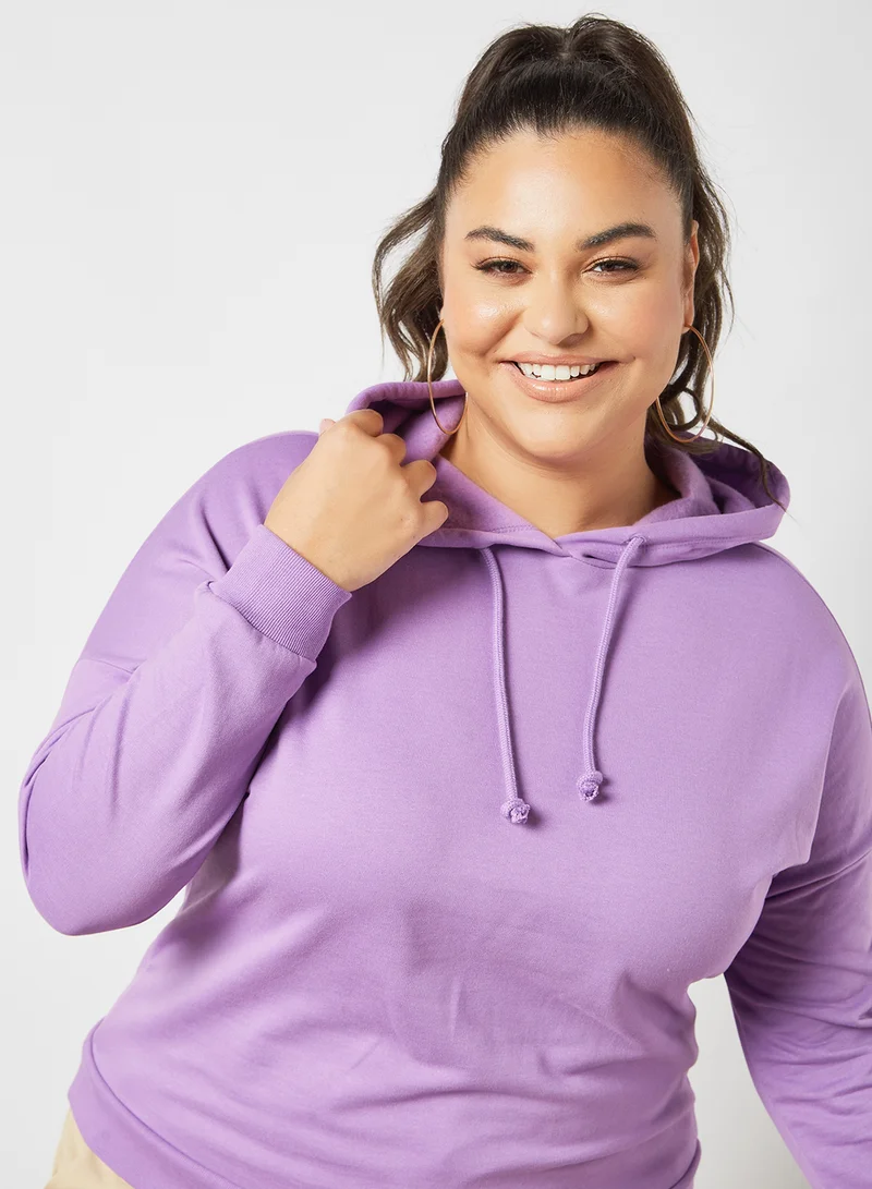 Vero Moda Curve Plus Size Drawstring Hoodie Purple