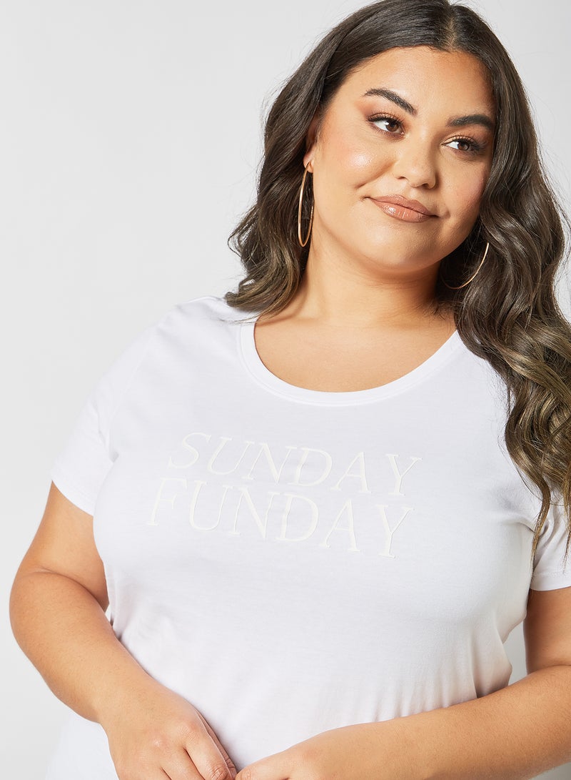 Only Carmakoma - Plus Size Slogan Print T-Shirt White - Image 1