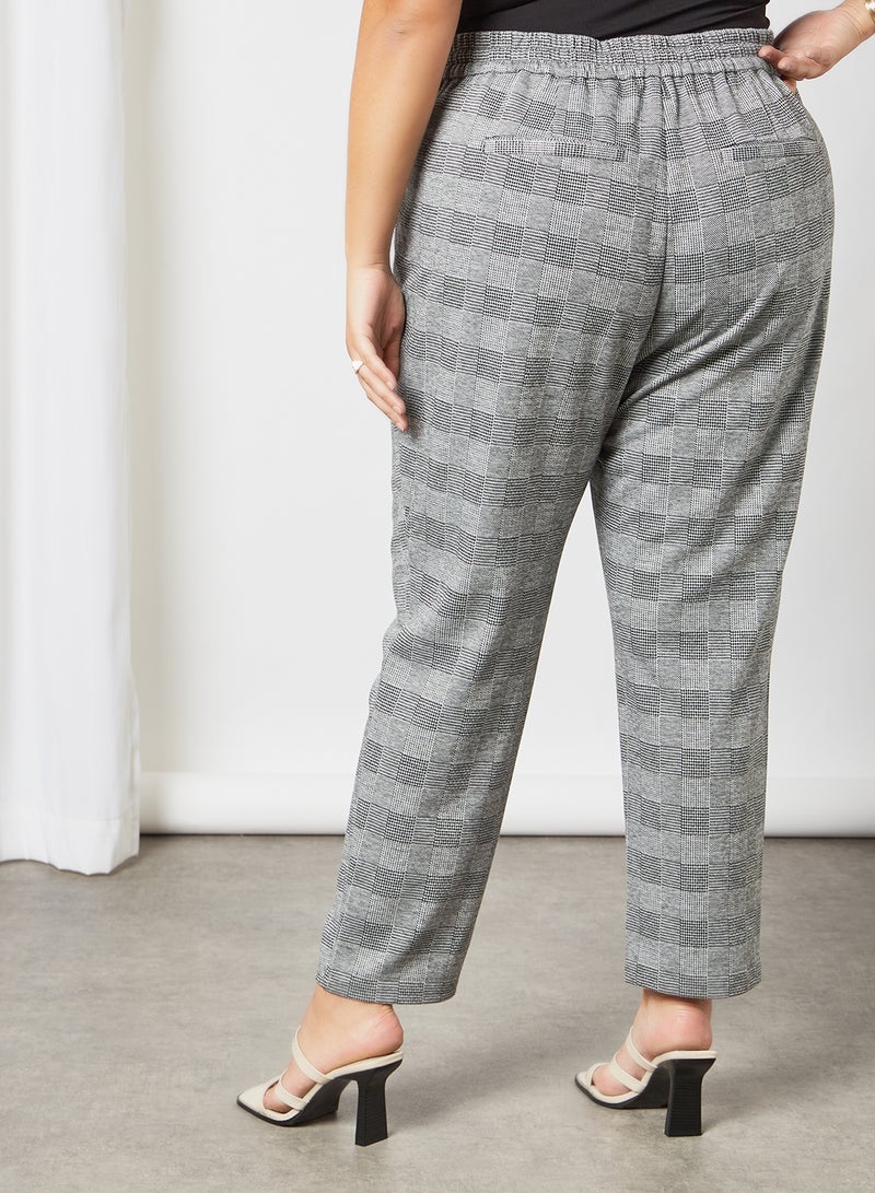 VERO MODA - Plus Size Checkered Trousers Light Grey - Image 1