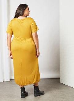 Vero Moda Curve Curve Lace Trim Midi Dress Mustard  - Image 3
