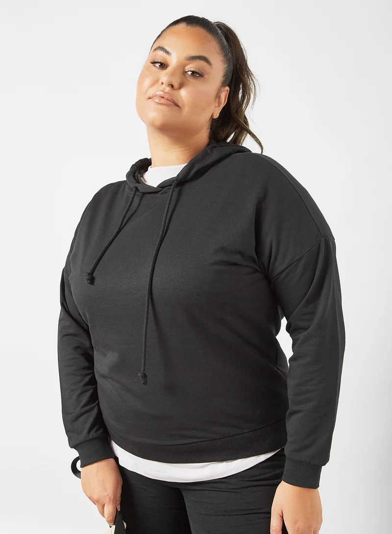 Vero Moda Curve Plus Size Drawstring Hoodie Black