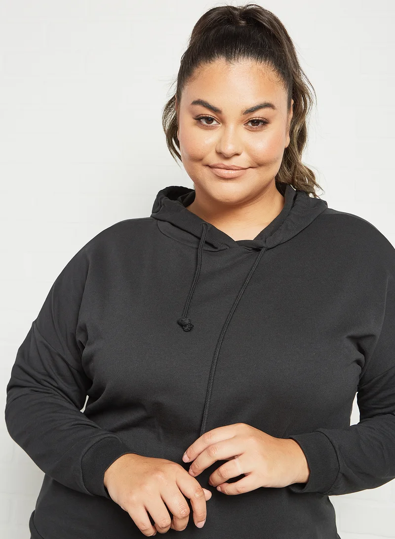Vero Moda Curve Plus Size Drawstring Hoodie Black