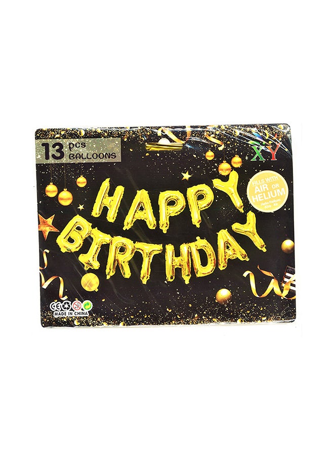 13 Piece Birthday Balloon Set Gold