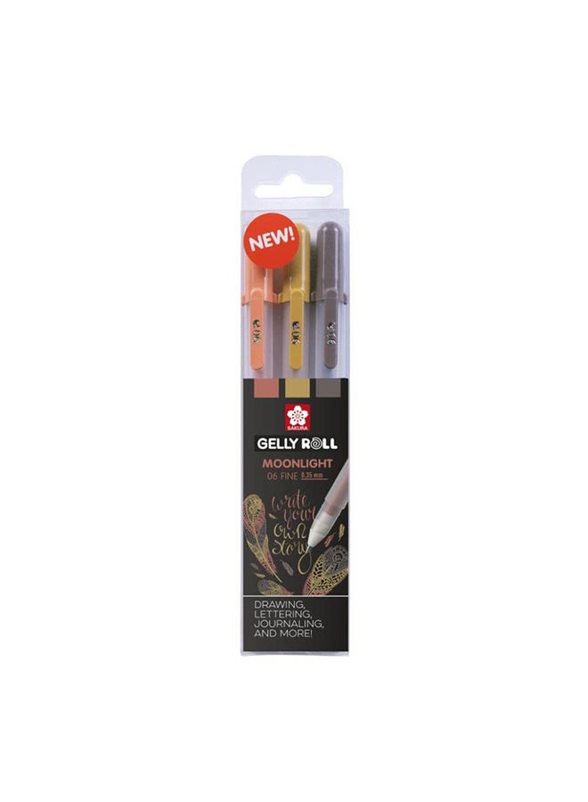 SAKURA 3-Piece Gelly Roll Pen Moonlight Nature Set Multicolor