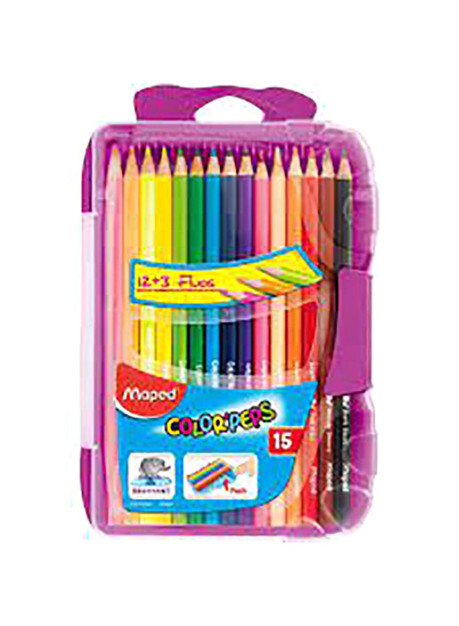 مابد مجموعة أقلام تلوين كلور بيبس مع ألوان فلورسنت من 12+3 قطع متعدد الألوان