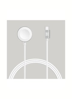 PROMATE Apple Watch Charger to USB-C Cable, Fast Charging 5W Apple MFi Certified Magnetic Wireless Charging Cord with Anti-Tangle 1 Meter Cord and Over-Heating Protection for Apple Watch Series 5,4,3,2,1, AuraCord-C White  - Image 1