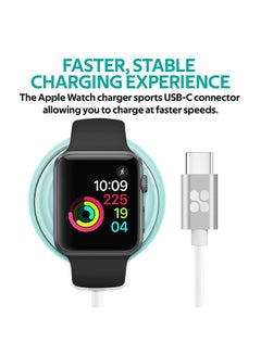 PROMATE Apple Watch Charger to USB-C Cable, Fast Charging 5W Apple MFi Certified Magnetic Wireless Charging Cord with Anti-Tangle 1 Meter Cord and Over-Heating Protection for Apple Watch Series 5,4,3,2,1, AuraCord-C White  - Image 3