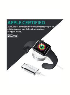 PROMATE Apple Watch Charger to USB-C Cable, Fast Charging 5W Apple MFi Certified Magnetic Wireless Charging Cord with Anti-Tangle 1 Meter Cord and Over-Heating Protection for Apple Watch Series 5,4,3,2,1, AuraCord-C White  - Image 4