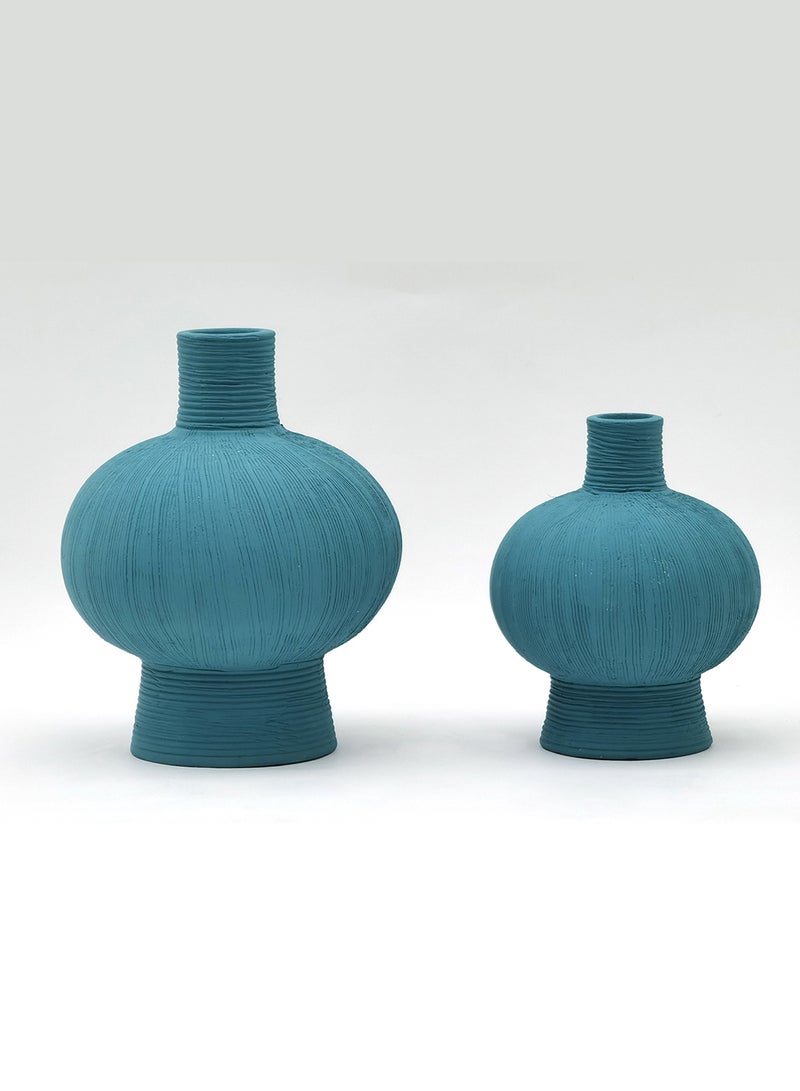Switch Modern Geometric Shape Ceramic Vase With Textured Surface For The Perfect Stylish Home N13-019 Teal - Image 5