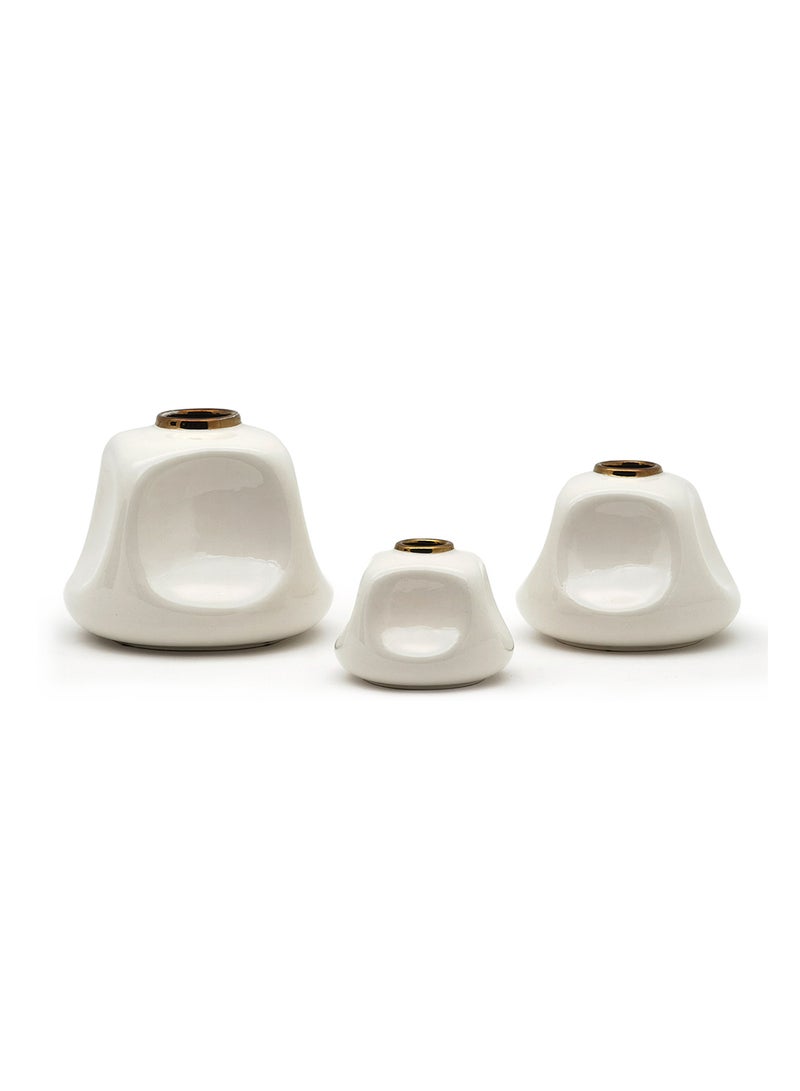 ebb & flow - Glossy Glaze With Curved Shape Ceramic Vase Unique Quality Material For The Perfect Stylish Home N13-043 Cream - Image 1