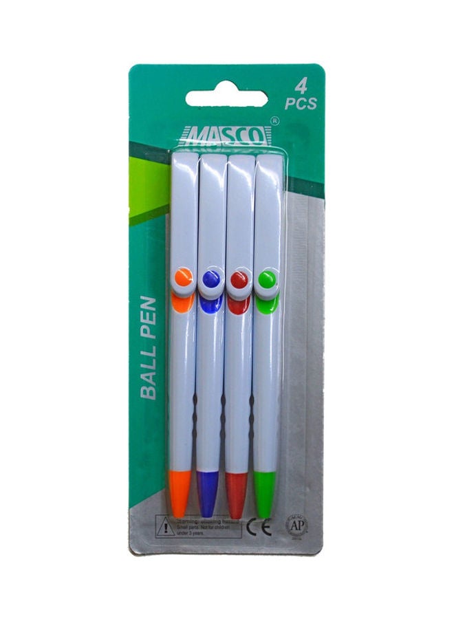 ماسكو طقم أقلام ملونة برأس كروي مكون من 4 قطع متعدد الألوان