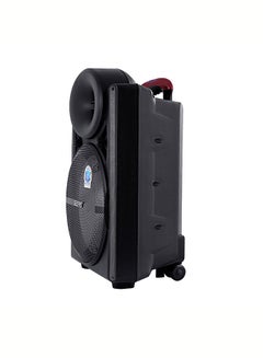12-Inch Trolley Bluetooth Speaker - Portable Wireless Microphones, Rechargeable Battery | Karaoke DJ Speaker | LED Lights |Trolley Handle, Colorful Disco Light Effects, Remote Control GMS8567 Black