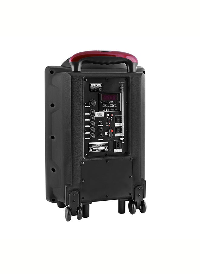 GEEPAS - 12-Inch Trolley Bluetooth Speaker - Portable Wireless Microphones, Rechargeable Battery | Karaoke DJ Speaker | LED Lights |Trolley Handle, Colorful Disco Light Effects, Remote Control GMS8567 Black - Image 1