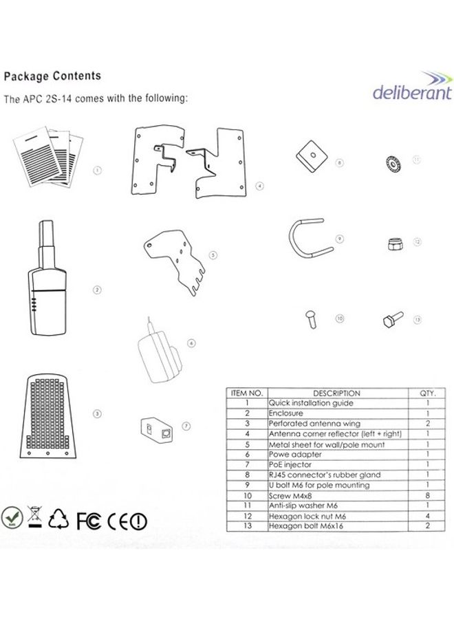 Deliberant Apc 2S-14 2.4 Ghz Radio
Integrated 14 Dbi Directional Panel Antenna White - Image 4