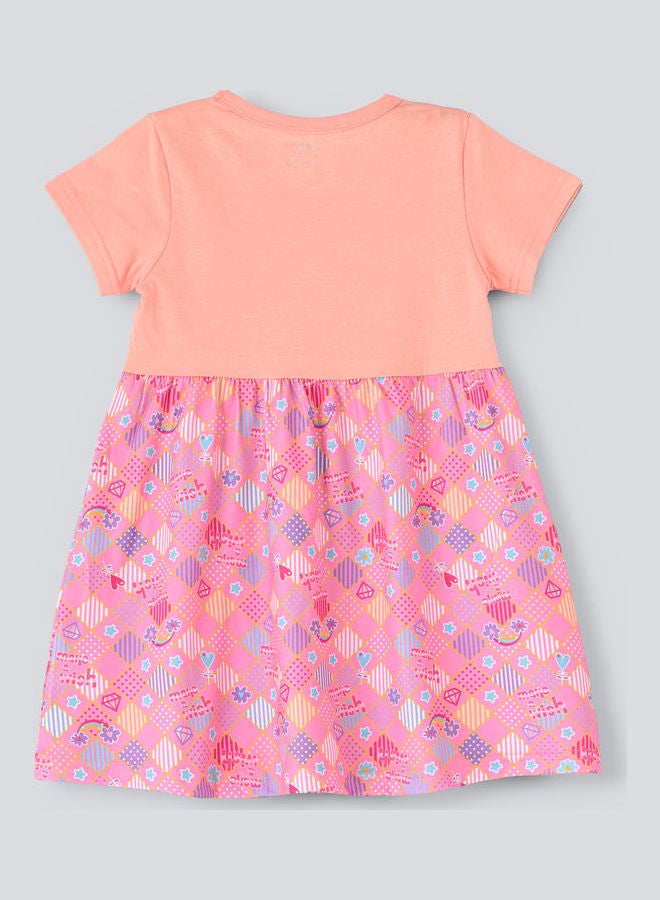 babyqlo One Shoulder Unicorn Printed Spaghetti Dress With Attached T-Shirt Pink  - Image 2