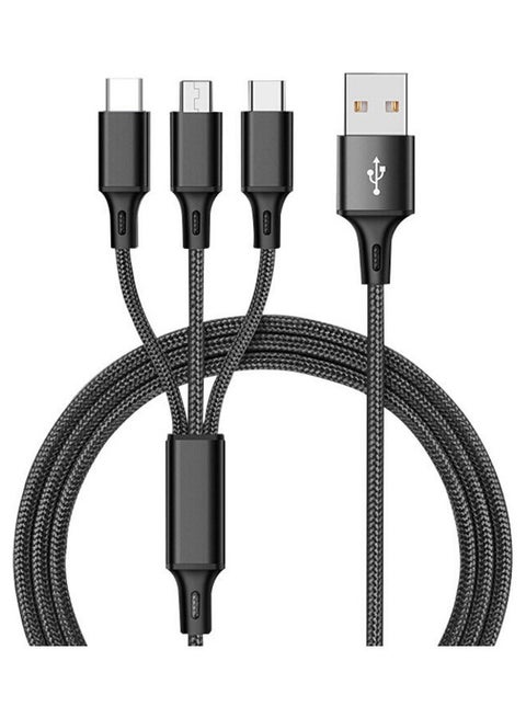3-In-1 Fast Charging Cable Black