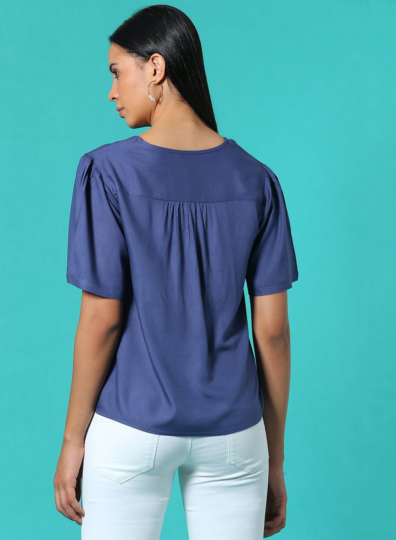 Aila Casual Plain Top Dark Blue  - Image 2