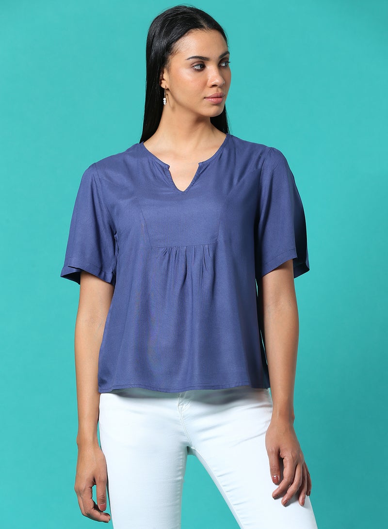 Aila Casual Plain Top Dark Blue  - Image 1