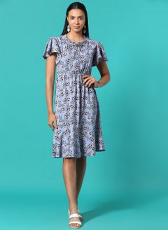 Floral Printed Knee Length Dress Multicolour
