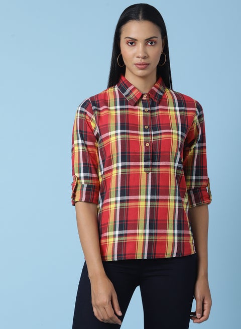 Checkered Button Down Shirt Multicolour