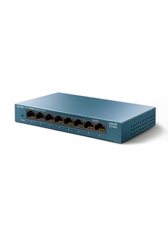 تي بي لينك فقط قم بتوصيل وتشغيل سويتش LS108G للكمبيوتر المكتبي بـ8 منافذ جيجابت بهيكل من الاستانلس ستيل وبتصميم للتثبيت على الحائط لتحديد أولوية حركة الاتصالات وبخاصية التعامل التلقائي أزرق  - Image 2