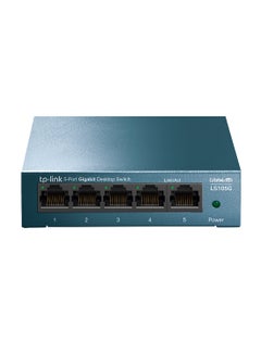 TP-LINK LS105G 5-Port Gigabit Desktop Switch, Steel Body, Wall-Mounting Design, Auto-Negotiation, Traffic Prioritization, Plug & Play Blue  - Image 1
