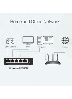 TP-LINK LS105G 5-Port Gigabit Desktop Switch, Steel Body, Wall-Mounting Design, Auto-Negotiation, Traffic Prioritization, Plug & Play Blue  - Image 5
