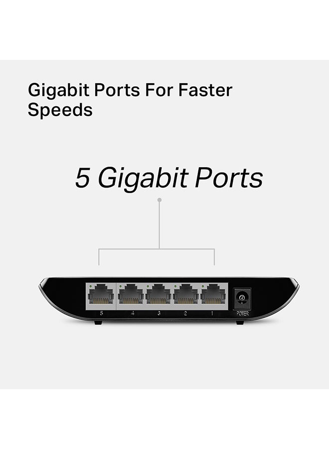 TP-LINK - TL-SG1005D 5 Port Gigabit EThernet Network Switch, Plug And Play, Desktop or Wall-Mount, Plastic Case Splitter, Fanless, Traffic Optimization, Unmanaged Multicolour - Image 1
