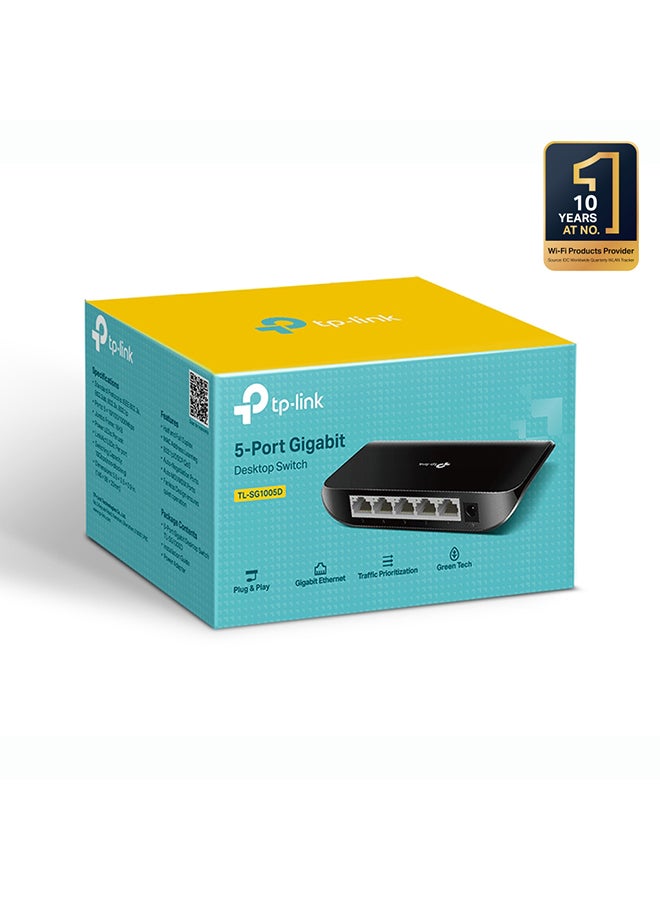 TP-LINK - TL-SG1005D 5 Port Gigabit EThernet Network Switch, Plug And Play, Desktop or Wall-Mount, Plastic Case Splitter, Fanless, Traffic Optimization, Unmanaged Multicolour - Image 1