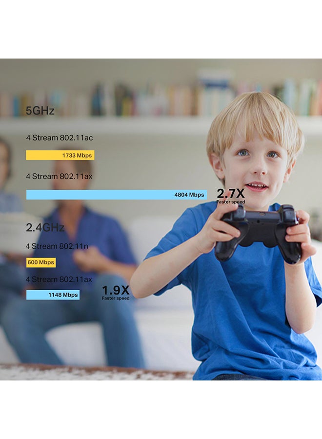 تي بي لينك راوتر آرشر AX6000 للألعاب مزود بشبكة واي فاي 6 وسرعة عالية تصل إلى 6000 ميجابايت و8 منافذ وموجّه نطاق تلقائي ومنفذ WAN بسرعة تصل إلى 2.5 جيجابايت ومنافذ LAN تصل سرعتها إلى 8 جيجابايت ومنافذ USB 3.0 مناسب للألعاب وجهاز بلايستيشن 5 ومزود أيضاً بخاصية التحكم الأبوي وبرنامج مكافح فيروسات مدمج أسود - Image 5