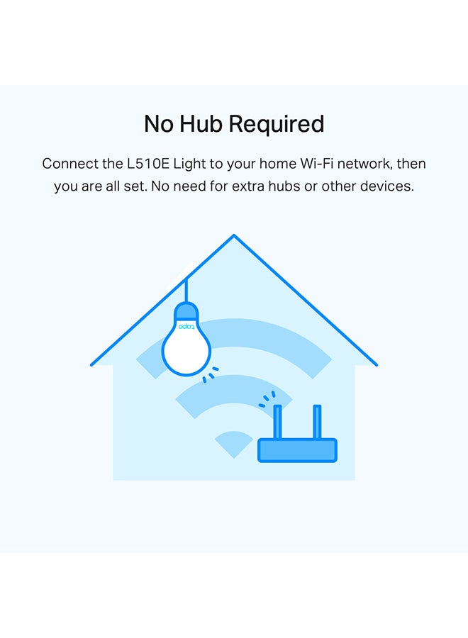 TP-LINK - Tapo L510E Smart Wi-Fi Light Bulb, Dimmable, E27 Socket, Schedule & Timer, No Hub Required, Energy Saving, 
Works with Google & Alexa, Remote Control with  Tapo app White - Image 1