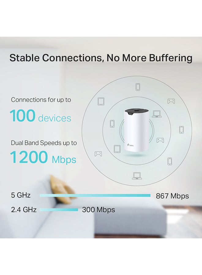 TP-LINK - Deco S4 (3-Pack) AC1200 Gigabit Advanced Whole Home Mesh Wi-Fi System, Coverage for 3-5 Bedroom Houses, 100 Devices Connectivity, Parental Controls, Replaces WiFi Router and Extender, Works with Alexa White - Image 1