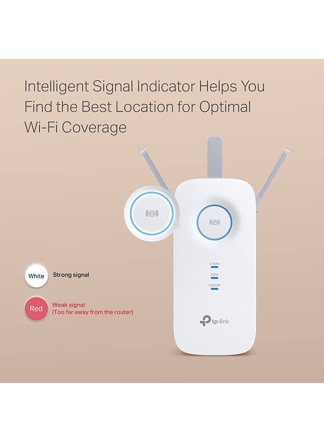 TP-LINK - RE550 AC1900 Dual Band WiFi Extender, Up to 1900Mbps, Internet Booster, Extend WiFi Range Further, Access Point Model, 3 External Antennas, High Speed Mode, Works with any Wi-Fi Router White - Image 1