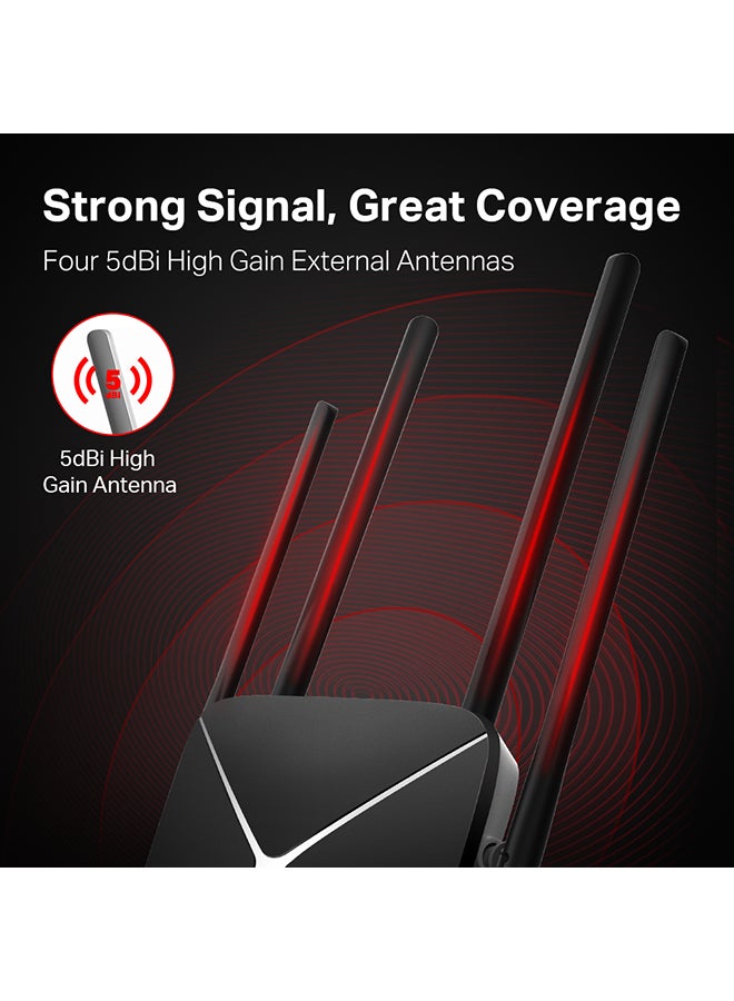 تي بي لينك راوتر جيجابت AC12G AC1200 لاسلكي ثنائي النطاق من ميركسيس، إشارة قوية وتغطية رائعة مع 4 هوائيات خارجية عالية الكسب، سهل الإعداد أسود - Image 5