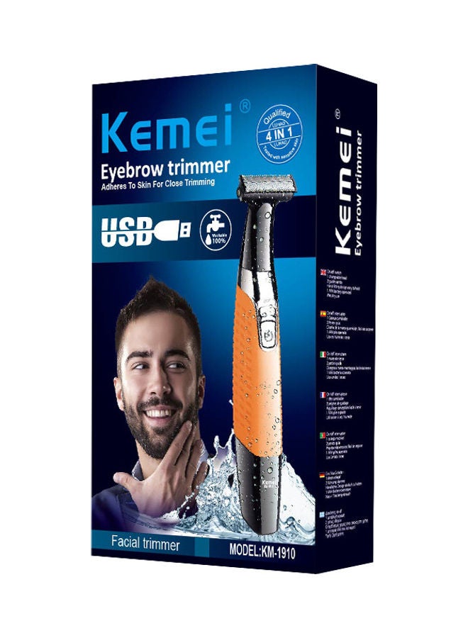 Kemei Waterproof Rechargeable Electric Shaver Trimmer Orange/Black 18cm - Image 2