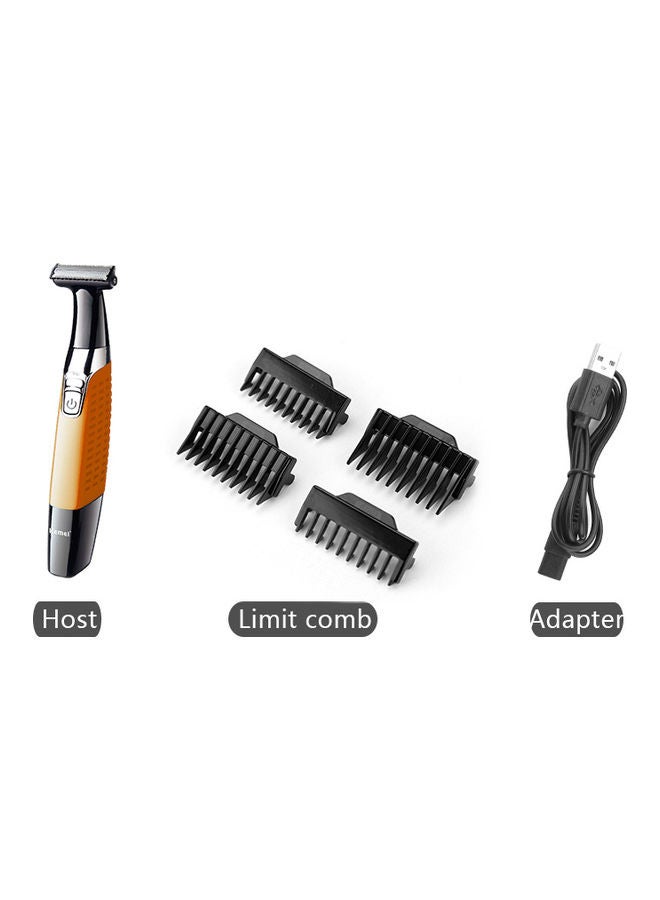 Kemei Waterproof Rechargeable Electric Shaver Trimmer Orange/Black 18cm - Image 3