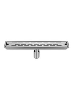 Linear Shower Drain with Removable Strainers Silver 40.5x6.5x10.5cm