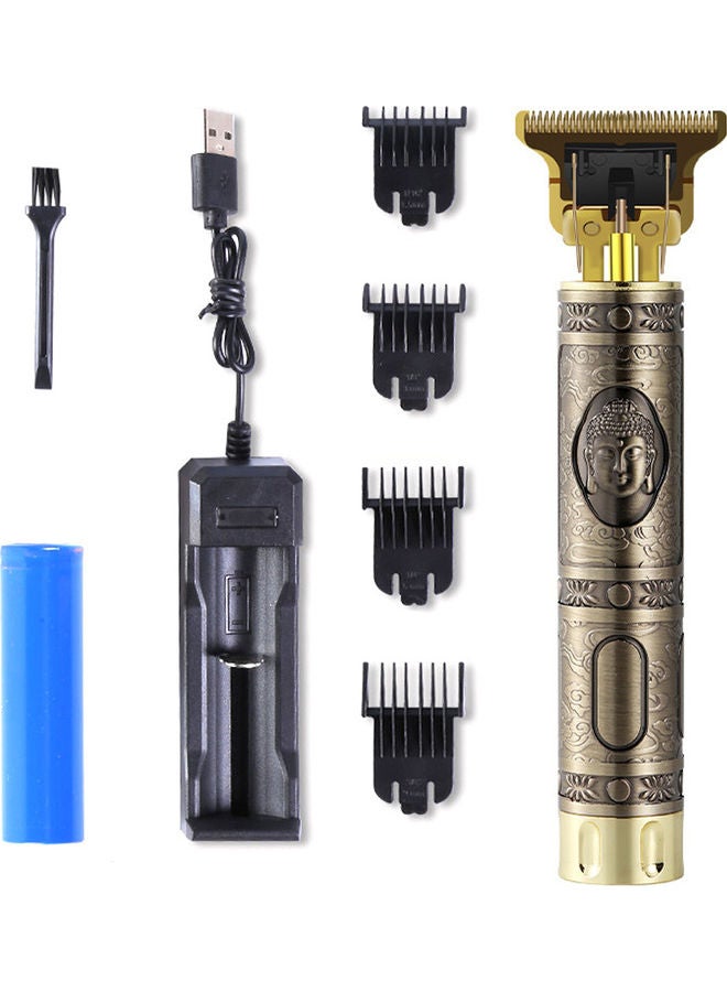 Generic T9 USB Hair Trimmer Baldheaded Cutter Beard Shaving Carving Tool Cutting Machine Golden/Black 17 x 5 x 8cm  - Image 1