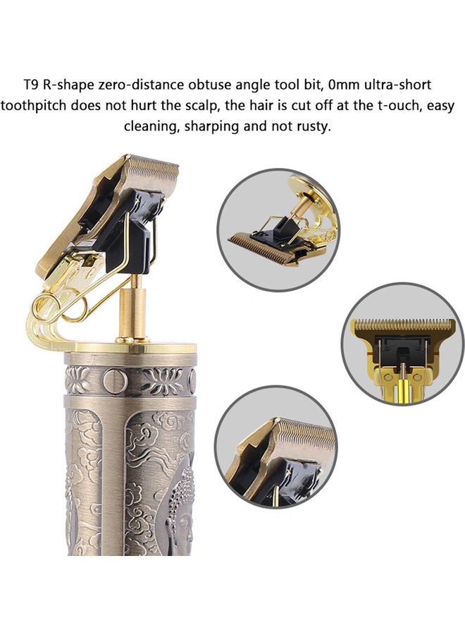 Generic T9 USB Hair Trimmer Baldheaded Cutter Beard Shaving Carving Tool Cutting Machine Golden/Black 17 x 5 x 8cm  - Image 2