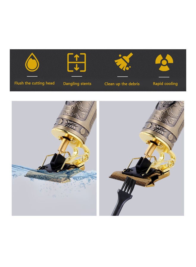 Generic T9 USB Hair Trimmer Baldheaded Cutter Beard Shaving Carving Tool Cutting Machine Golden/Black 17 x 5 x 8cm  - Image 5