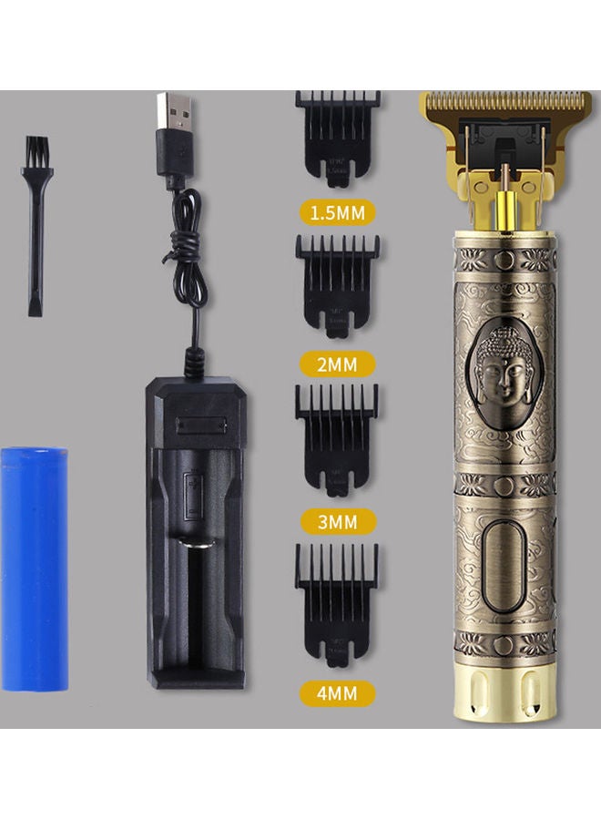 ماركة غير محددة - آلة تهذيب الشعر T9 بمنفذ USB لقص وحلاقة شعر الرأس واللحية وتحديدها ذهبي/ أسود 17 x 5 x 8سم - Image 1