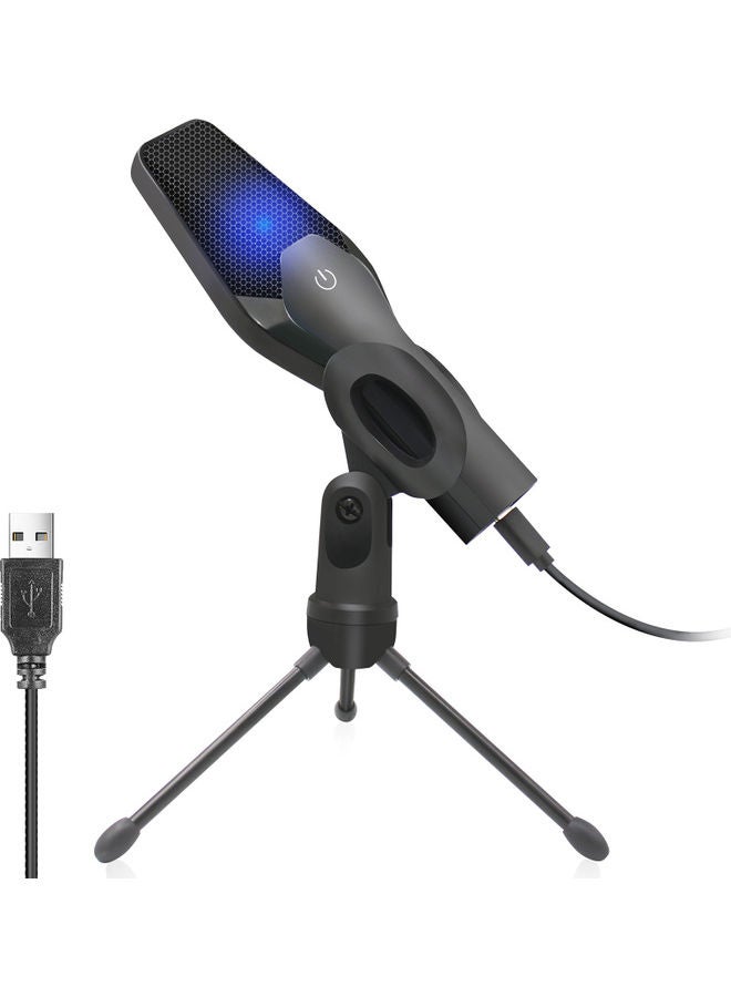 USB Microphone Ommnidirectional Mic With Tripod Stand Black - Image 2