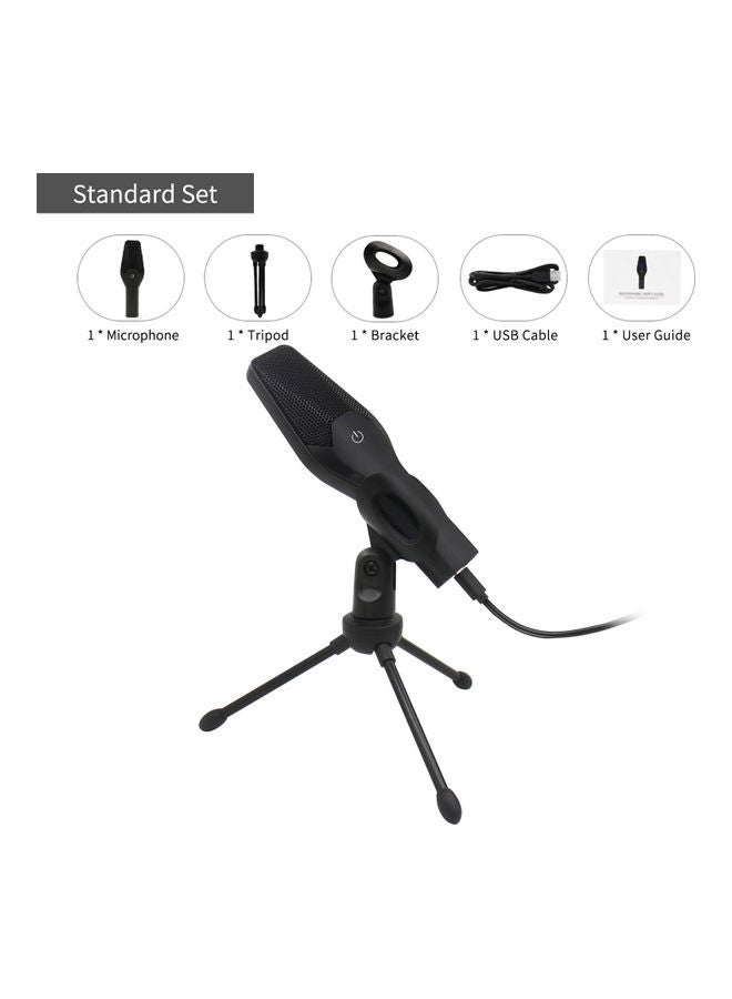 USB Microphone Ommnidirectional Mic With Tripod Stand Black - Image 3