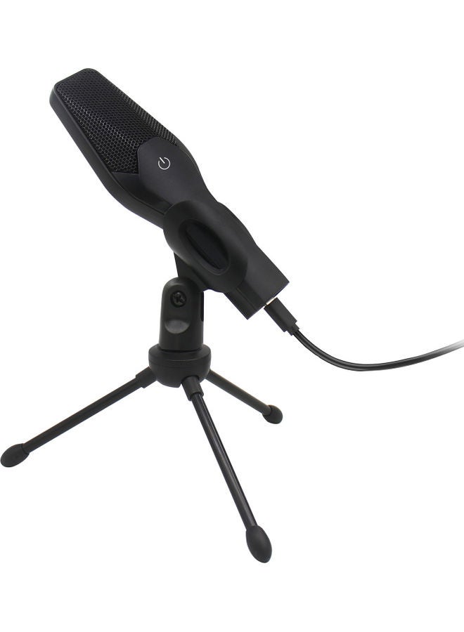 USB Microphone Ommnidirectional Mic With Tripod Stand Black - Image 1