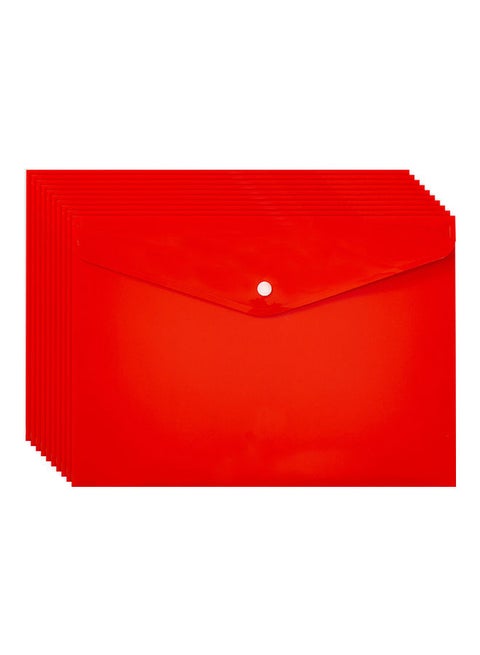 10-Piece 1 Pocket Expanding File Folder With Button Closure Red