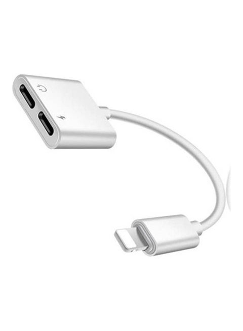 Dual Lightning Audio & Charge Adapter White