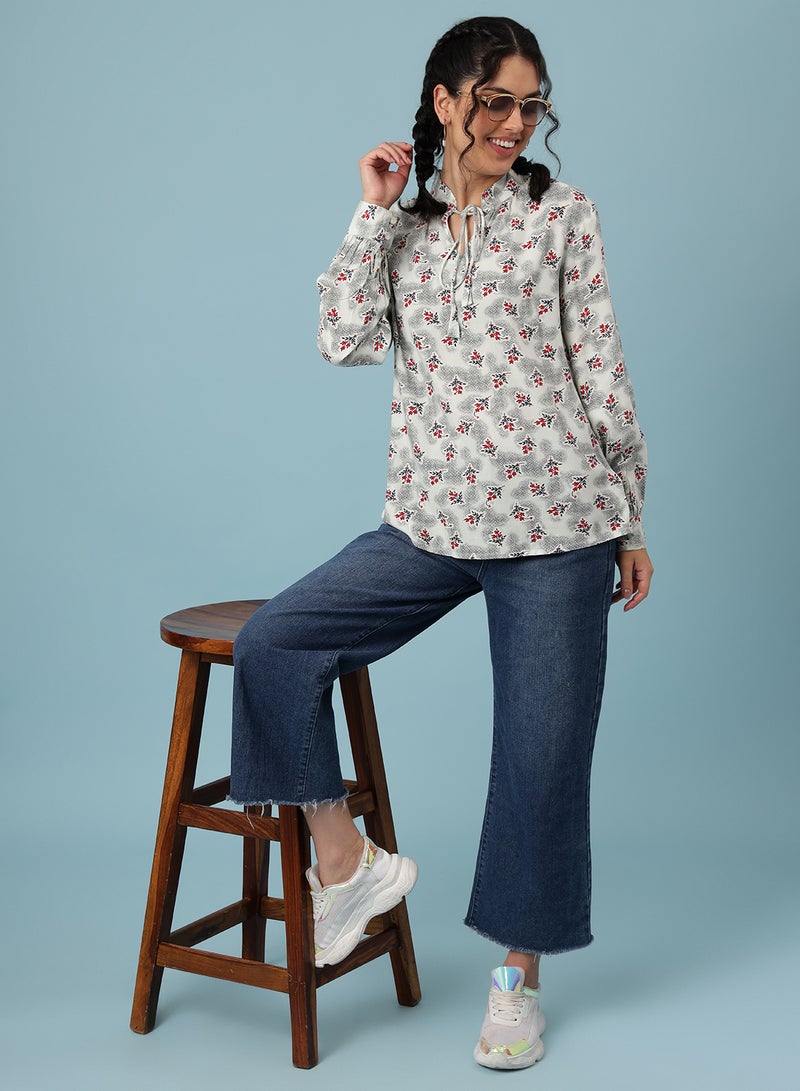 Aila Floral Printed Top Multicolour  - Image 3