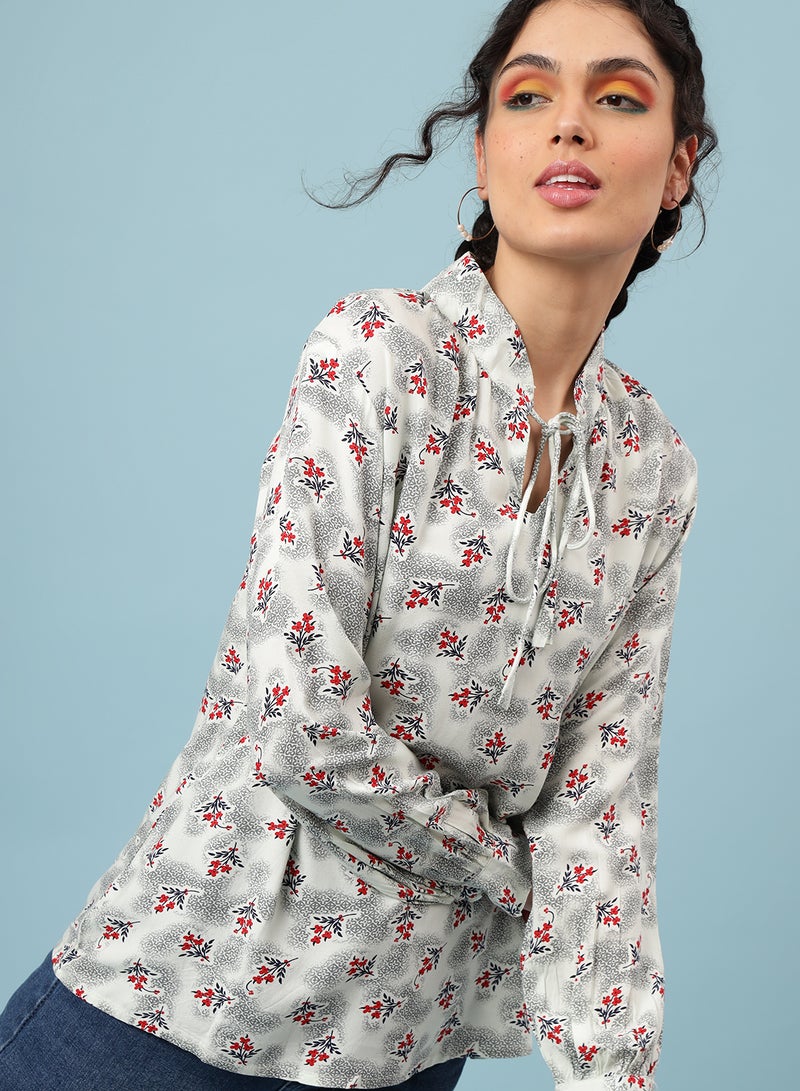 Aila Floral Printed Top Multicolour  - Image 4