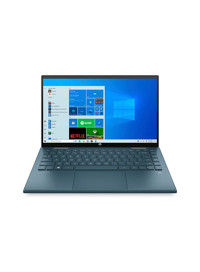 HP - Pavilion x360 Convertible 14-dy0020nx Laptop With 14 Inch FHD Touch Screen Display, Intel Pentium Gold Processor / 4GB RAM / 128GB SSD / Intel UHD Graphics / W10 / English/Arabic Spruce blue - Image 1