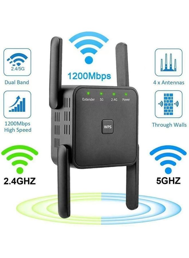 عربست - راوتر لاسلكي معزز لإشارة الواي فاي بتقنية 5G . أسود - Image 1
